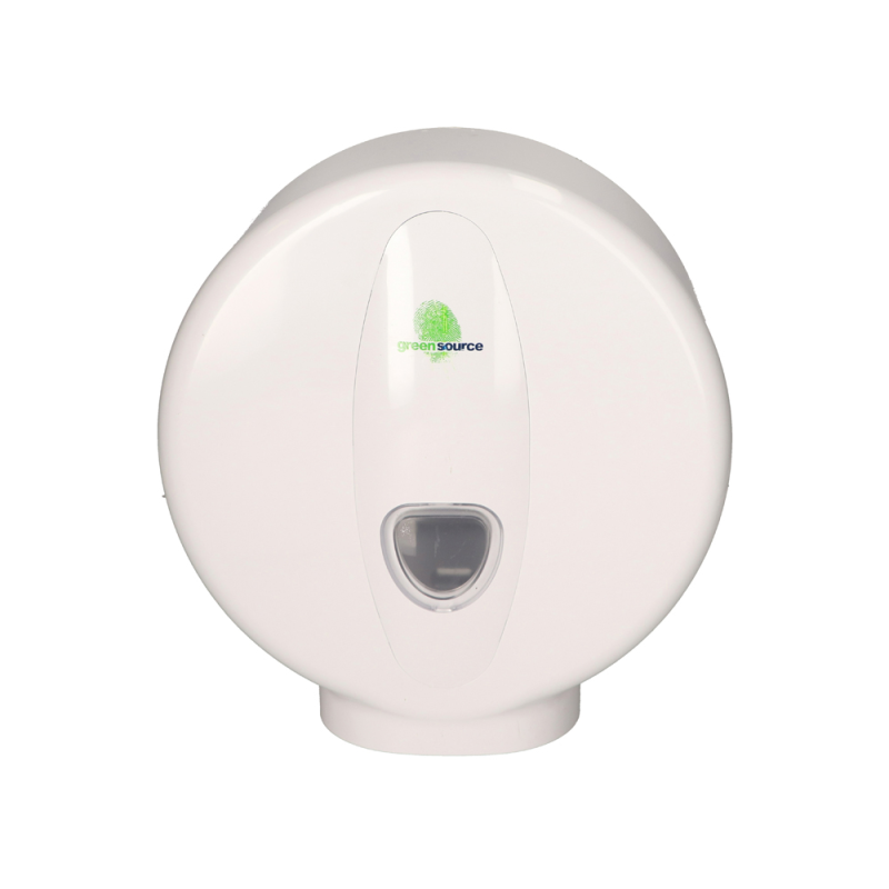 Dispensador papel higienico bunzl greensource mini jumbo fabricado en abs color blanco