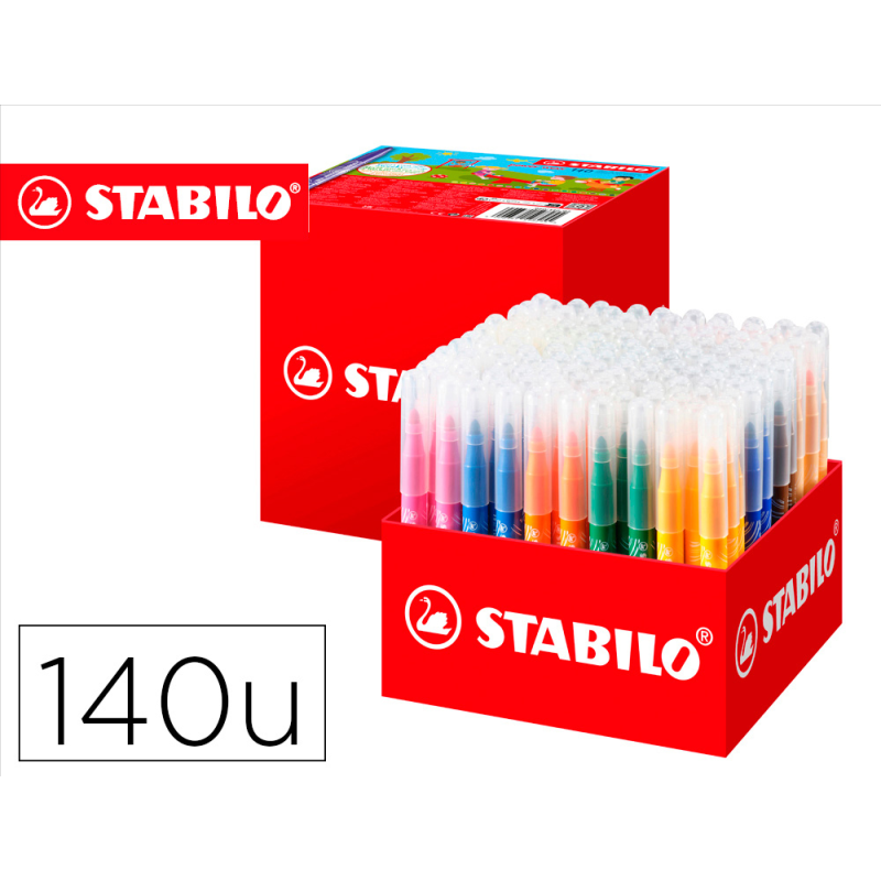 Rotulador stabilo power max school pack de 140 unidades surtidas 16 colores