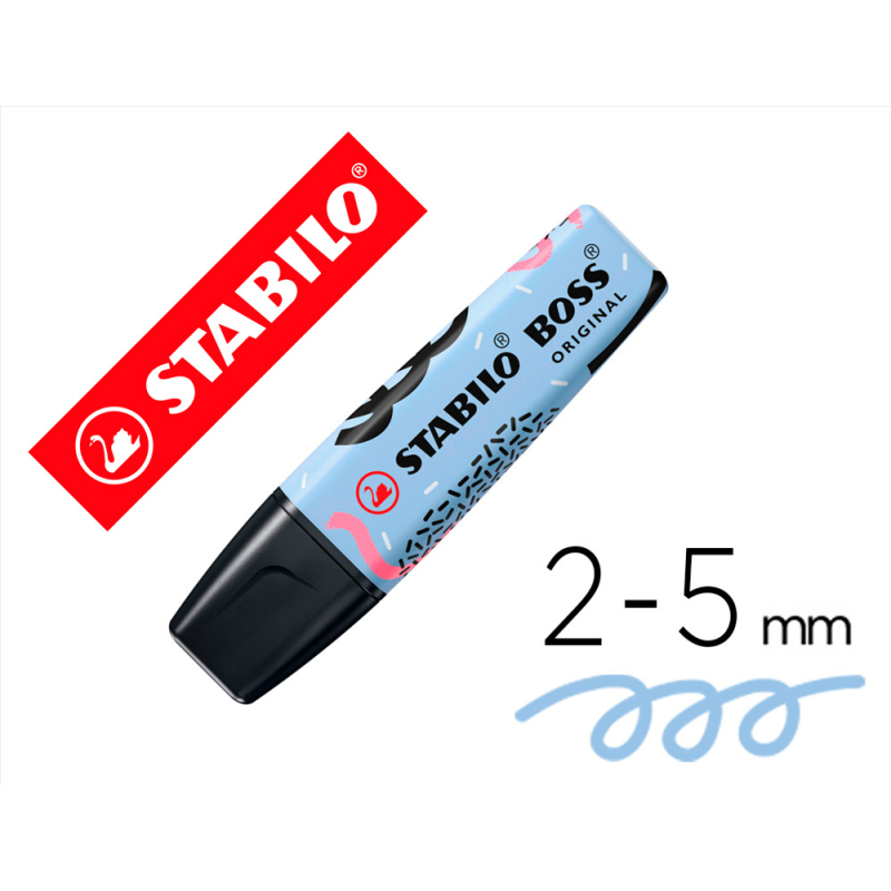 Rotulador stabilo boss fluorescente original pastel by ju schnee azul nublado