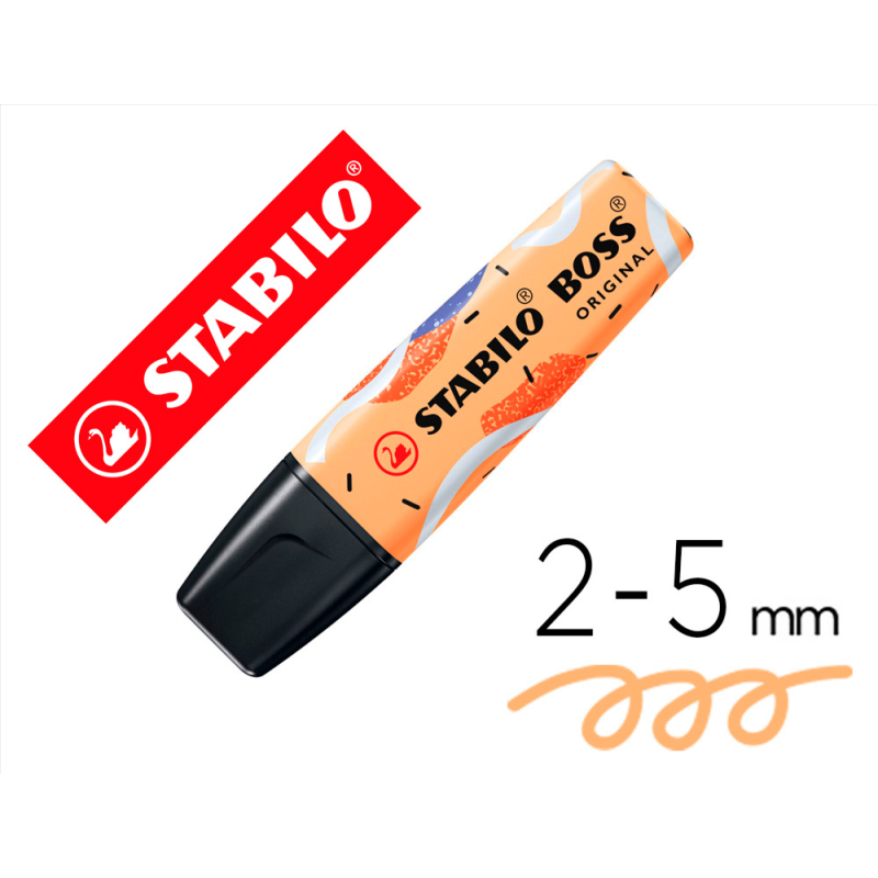 Rotulador stabilo boss fluorescente original pastel by ju schnee naranja palido