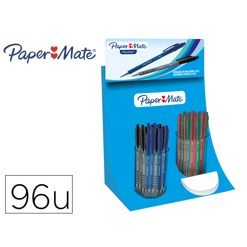Boligrafo flexgrip retractil expositor de 96 unidades colores surtidos