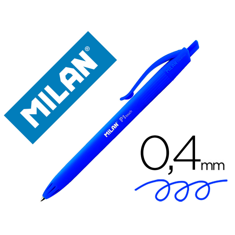 Boligrafo milan p1 retractil 1 mm touch azul