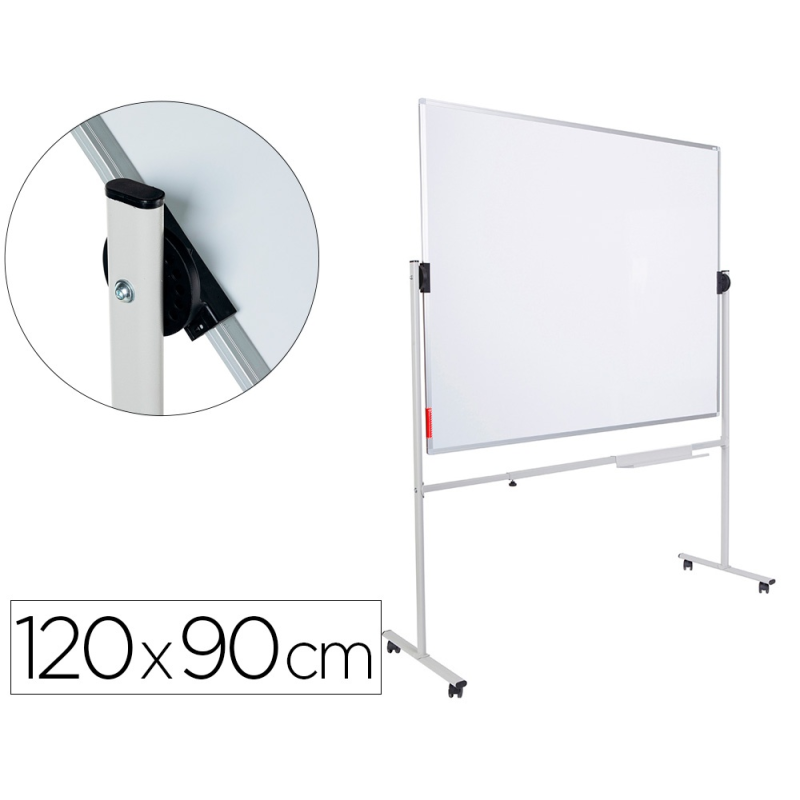 Pizarra blanca rocada volteable doble cara magnetica acero lacado 120x90 cm