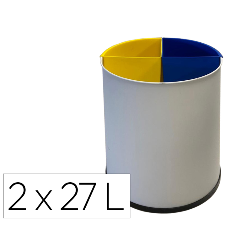 Papelera metalica sie para reciclaje con 2 departamento extraible 2x27 litros 300x295 mm