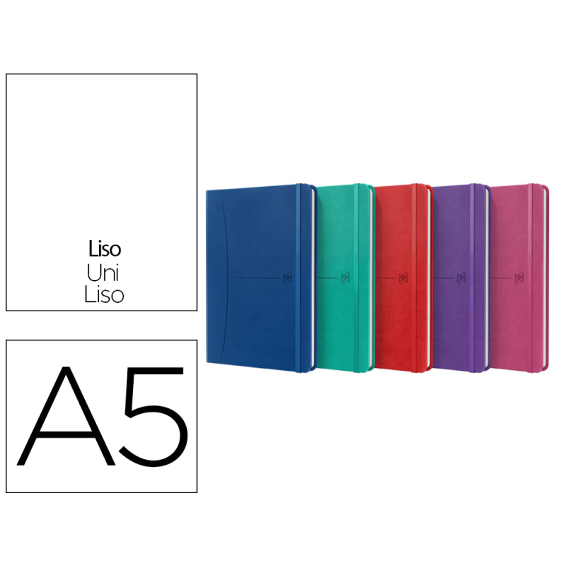 Cuaderno oxford cosida tapa extradura din a5 80 hojas liso colores vivos surtidos