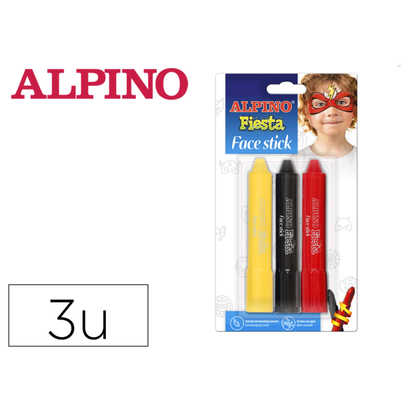 Barra de maquillaje alpino fiesta face stick super heroes blister de 3 unidades colores surtidos