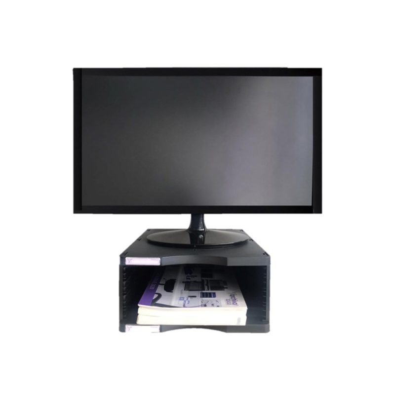 Soporte archivo 2000 para monitor poliester 100% reciclado compartimento a4 y folio negro 360x300x145 mm