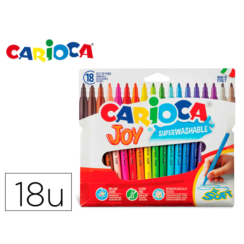 Rotulador carioca joy caja de 18 unidades colores surtidos