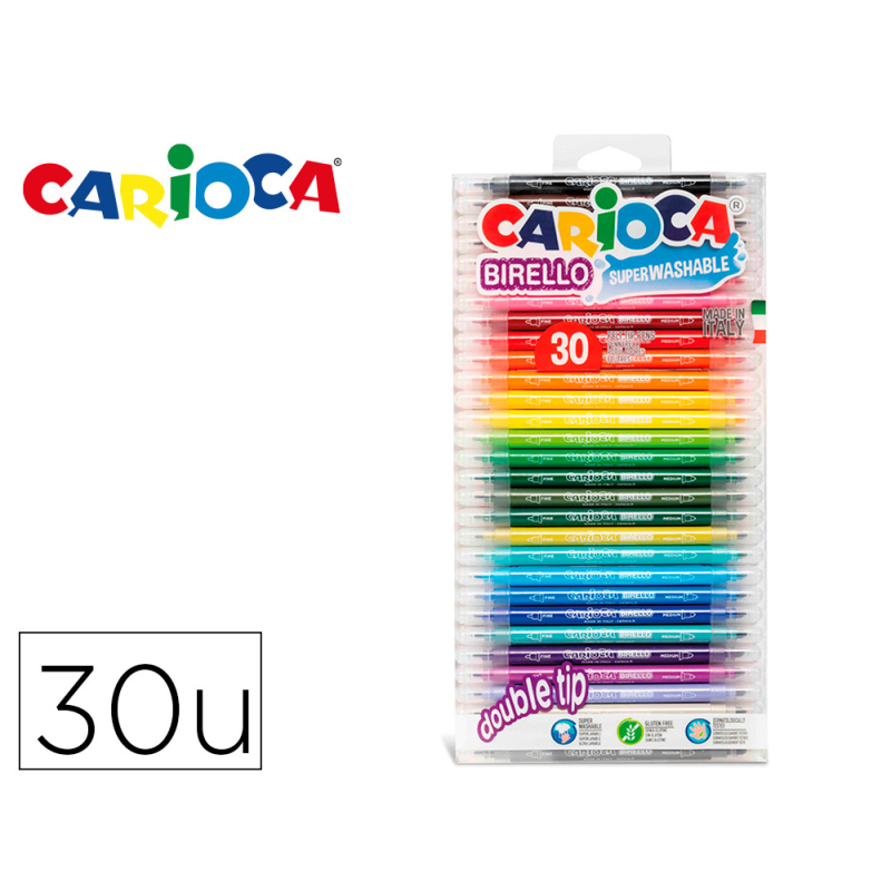 Rotulador carioca birello doble punta blister de 30 unidades colores surtidos
