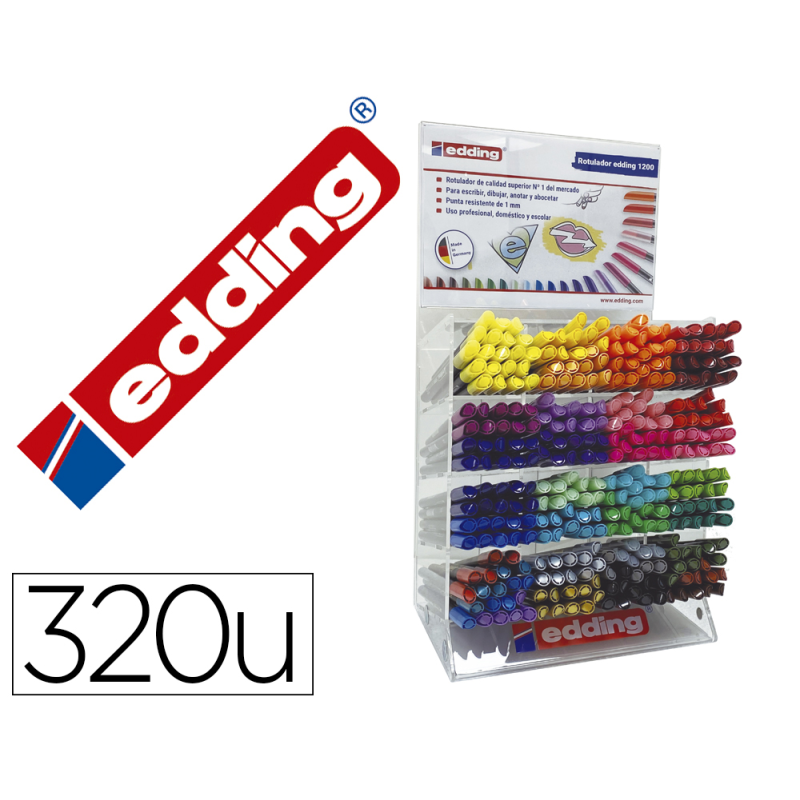 Rotulador edding punta fibra 1200 expositor de 320 unidades colores surtidos