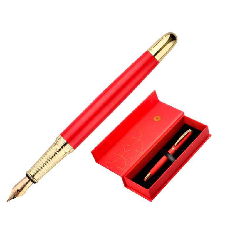 Pluma belius passion dor aluminio textura cepillada color rojo y dorado tinta azul caja de diseño