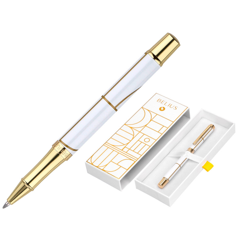 Roller belius carte blanche color blanco y dorado tinta negra caja de diseño