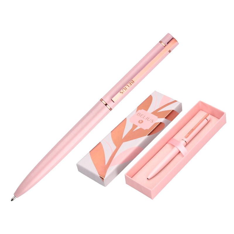 Boligrafo belius rose aluminio color rosa/oro rosa tinta azul caja de diseño