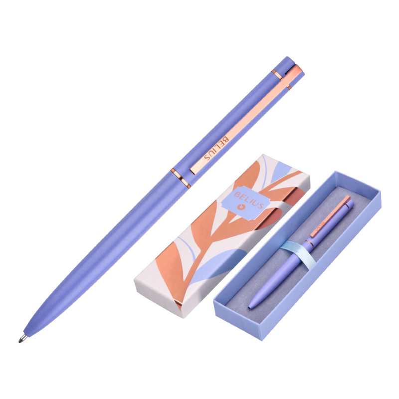 Boligrafo belius rose aluminio color lavanda/oro rosa tinta azul caja de diseño