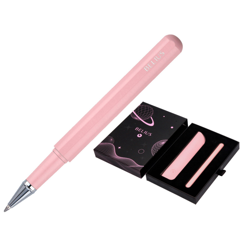 Roller y funda de similpiel belius space b color minimalista rosa tinta azul caja de diseño