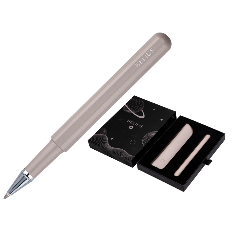 Roller y funda de similpiel belius space b color minimalista gris tinta azul caja de diseño