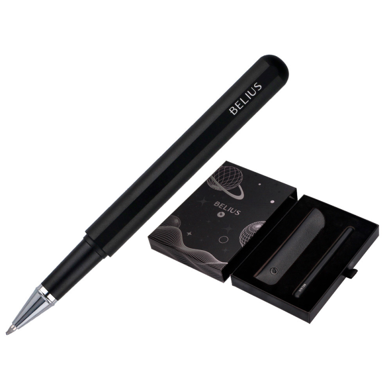 Roller y funda de similpiel belius space b color minimalista negro tinta azul caja de diseño