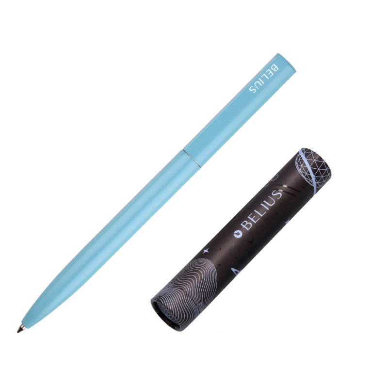 Boligrafo belius rocket b aluminio color minimalista azul tinta azul caja cilindrica