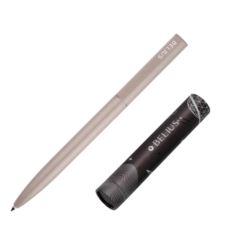 Boligrafo belius rocket b aluminio color minimalista gris tinta azul caja cilindrica