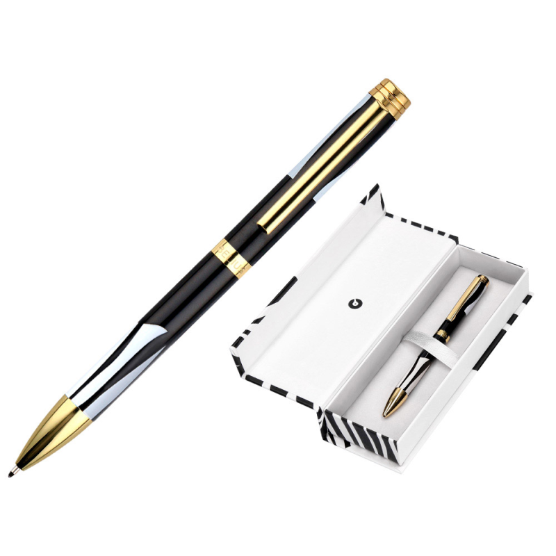 Boligrafo belius dualita cuerpo negro color blanco tinta azul caja de diseño