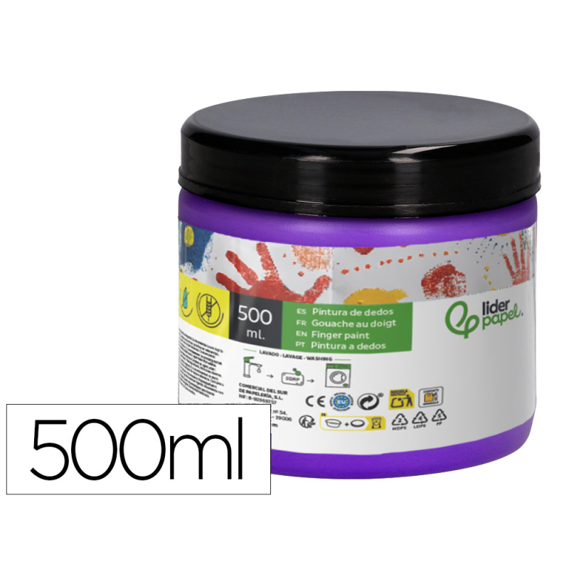 Pintura dedos liderpapel violeta tarrina de 500 cc