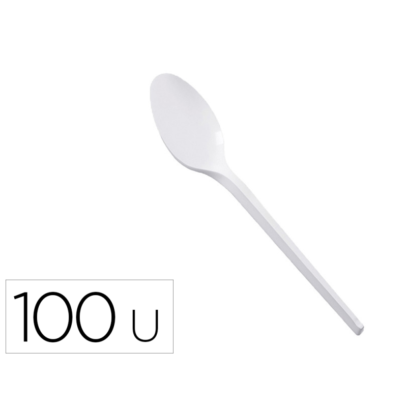 Cuchara sopera de plastico blanco reutilizable paquete de100 unidades