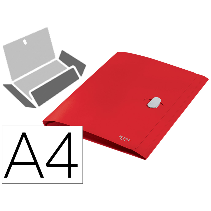 Carpeta leitz recycle gomas tres solapas din a4 polipropileno rojo