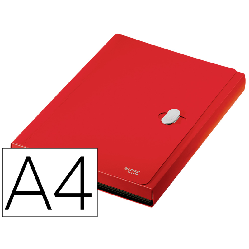 Carpeta leitz recycle clasificador fuelle polipropileno 5+1 compartimentos din a4 rojo
