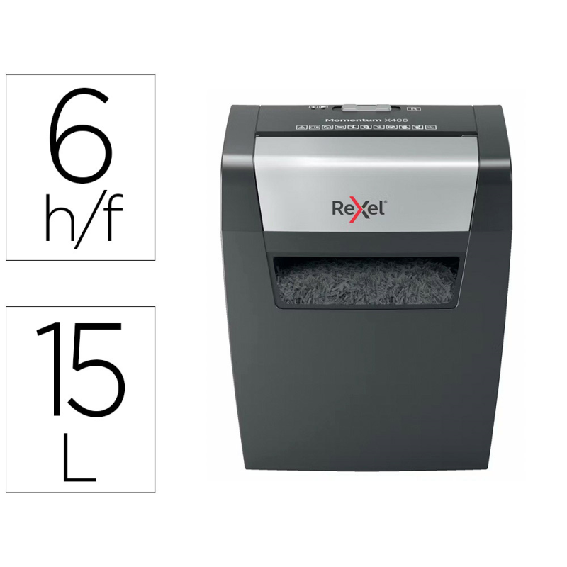 Destructora de documentos rexel momentum x406 p4 capacidad de corte 6 hojas destruye grapas y clips