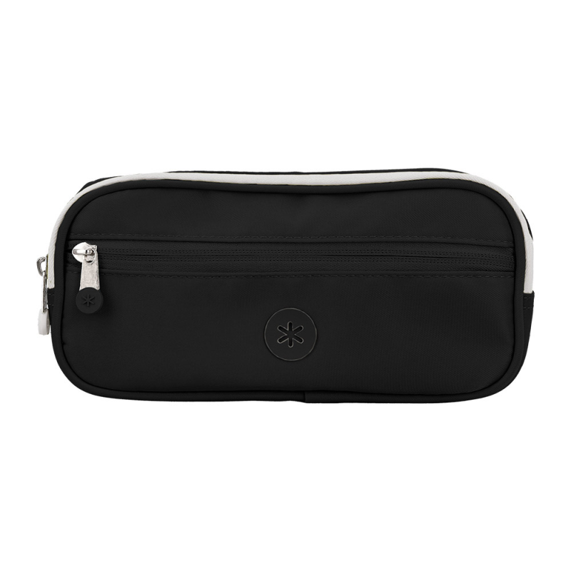 Estuche portatodo antartik fusion flex 3 cremalleras negro compañero mochila 100x60x220 mm