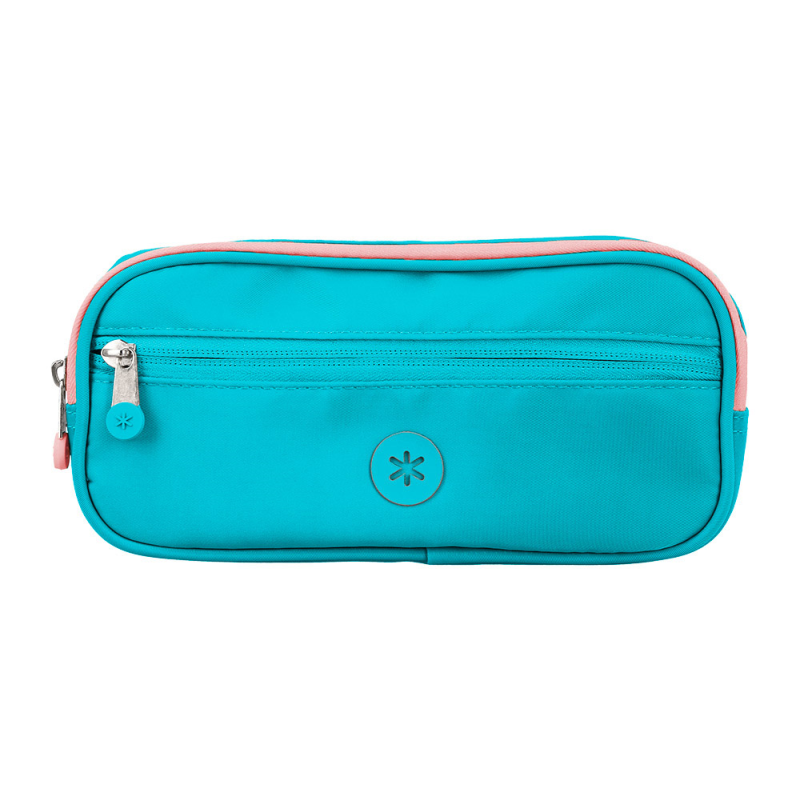 Estuche portatodo antartik fusion flex 3 cremalleras turquesa compañero mochila 100x60x220 mm