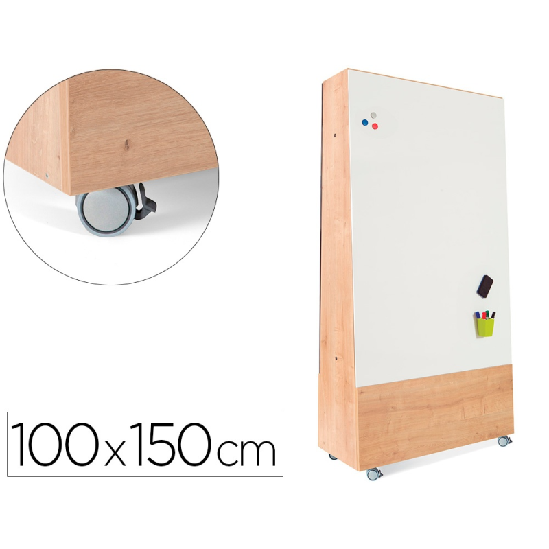 Pizarra blanca rocada skinwhiteboard pro serie naturas con tripode doble cara melamina 100x150 cm