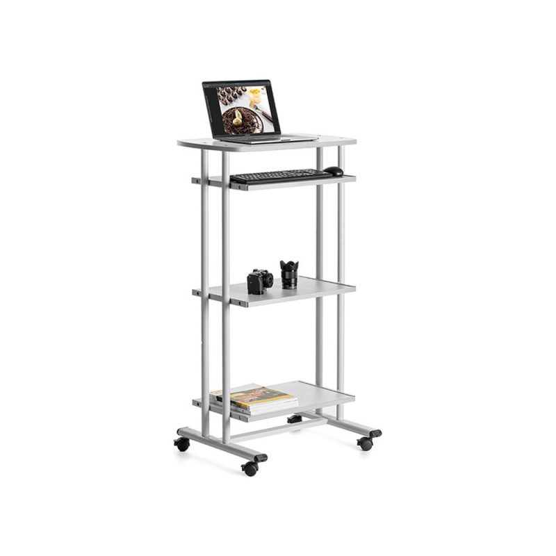 Mesa ordenador rocada rd-5220 estructura metalica bandejas regulables en altura con teclado extraible