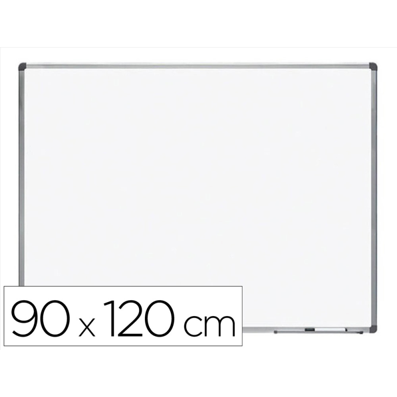Pizarra blanca rocada lacada magnetica marco aluminio con cantoneras 90x120 cm