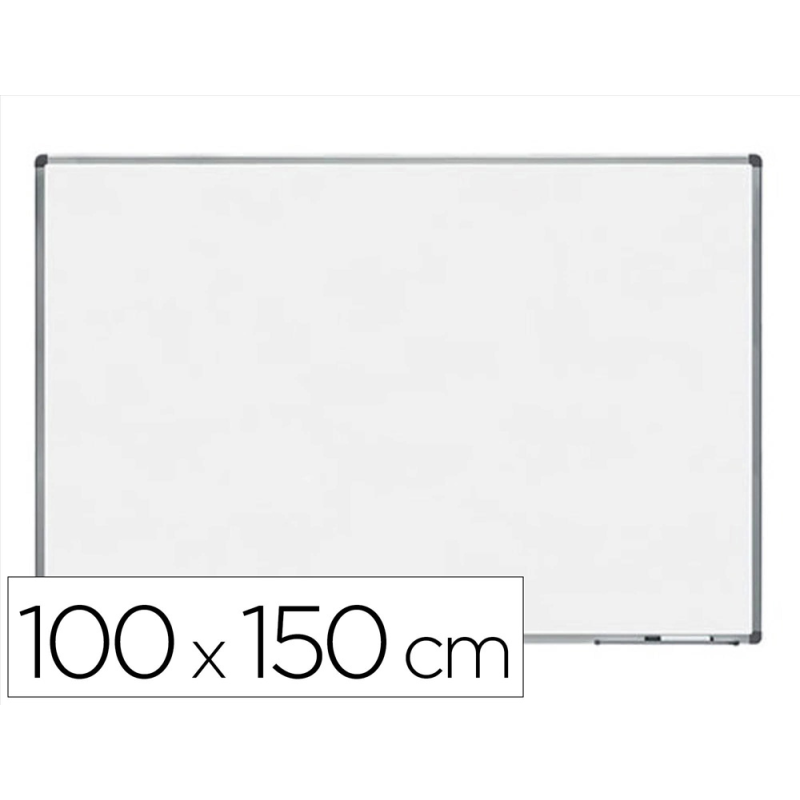 Pizarra blanca rocada lacada magnetica marco aluminio con cantoneras 100x150 cm