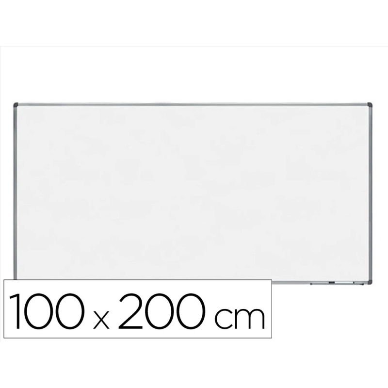 Pizarra blanca rocada lacada magnetica marco aluminio con cantoneras 100x200 cm