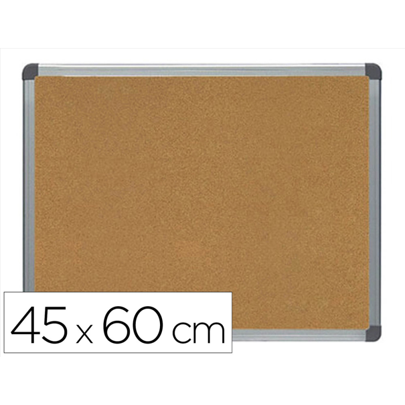 Pizarra corcho rocada marco aluminio con cantoneras 45x60 cm