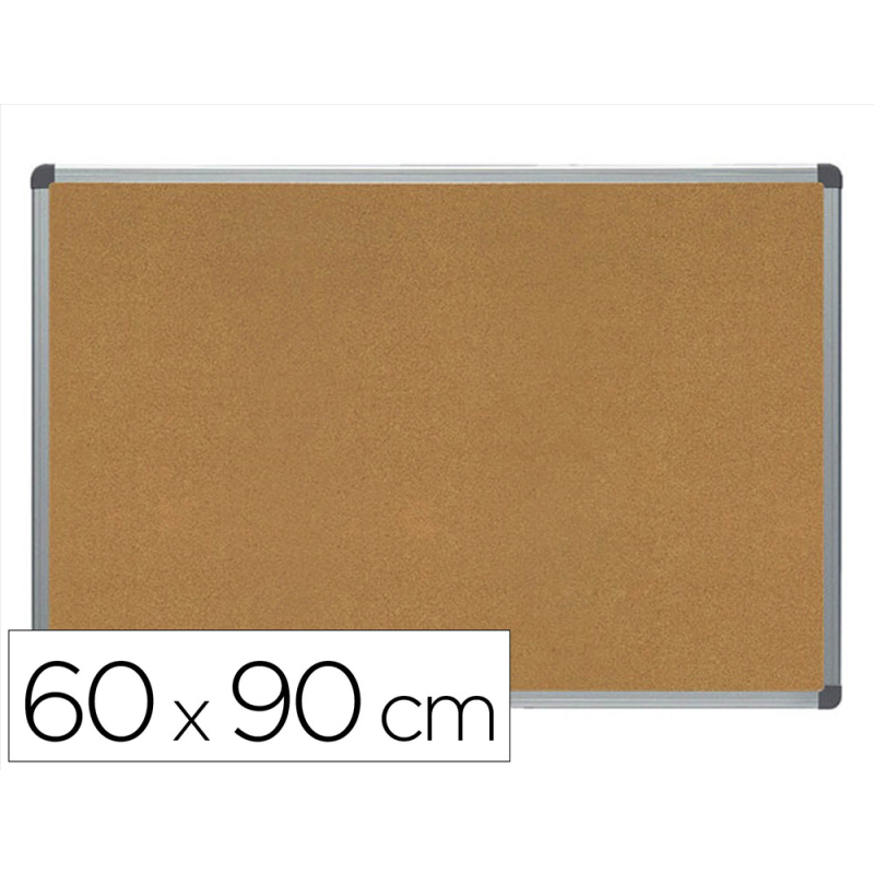 Pizarra corcho rocada marco aluminio con cantoneras 60x90 cm