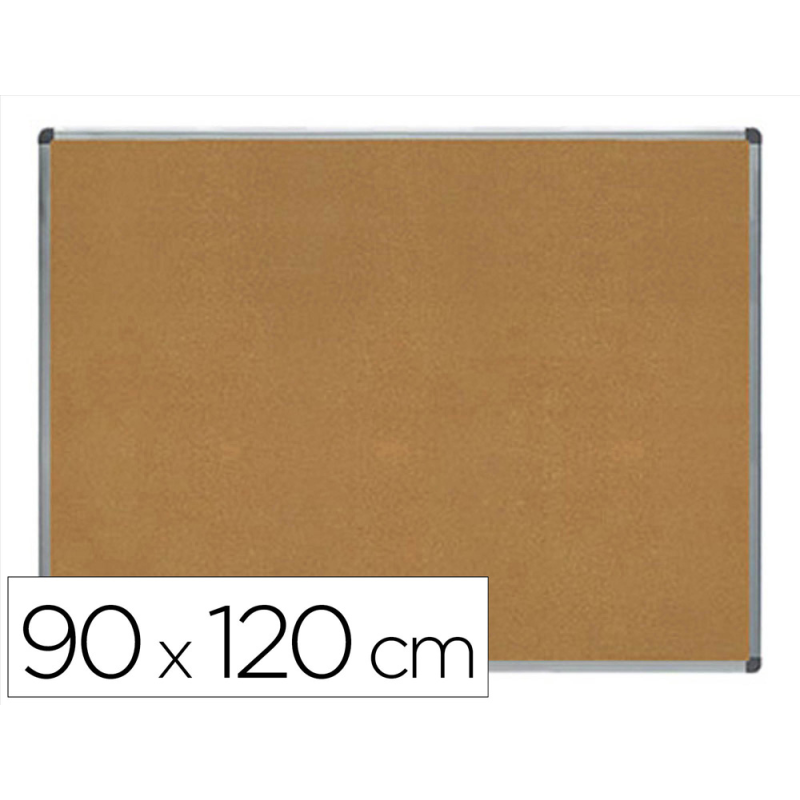 Pizarra corcho rocada marco aluminio con cantoneras 90x120 cm