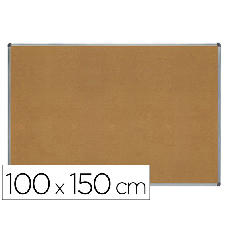Pizarra corcho rocada marco aluminio con cantoneras 100x150 cm