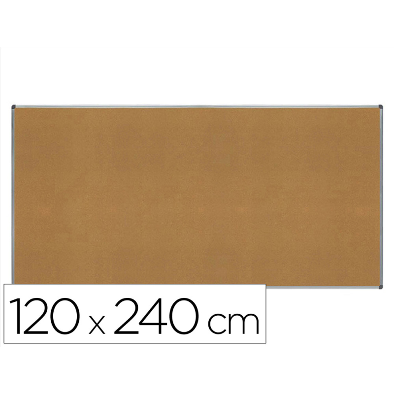 Pizarra corcho rocada marco aluminio con cantoneras 120x240 cm