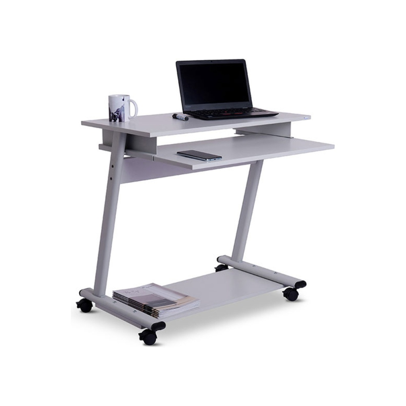 Mesa ordenador rocada rd-9100 sistema bloqueo con ruedas estructura metalica con bandeja teclado extraible