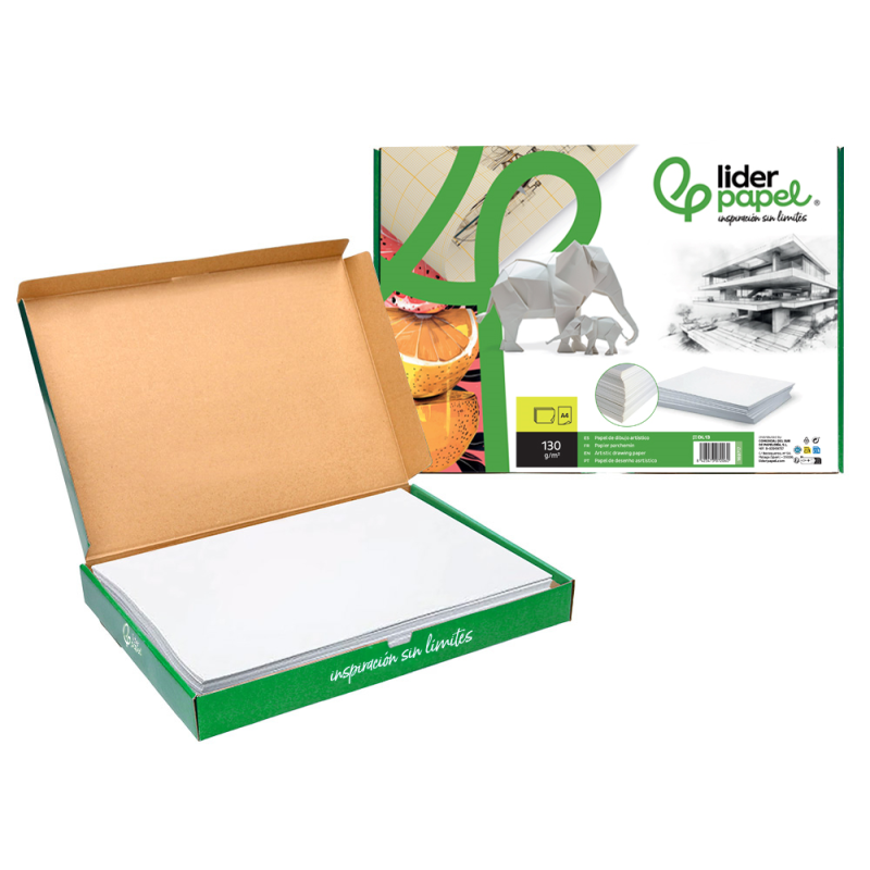 Papel dibujo liderpapel 210x297 mm 130 gr sin recuadro din a4 hoja
