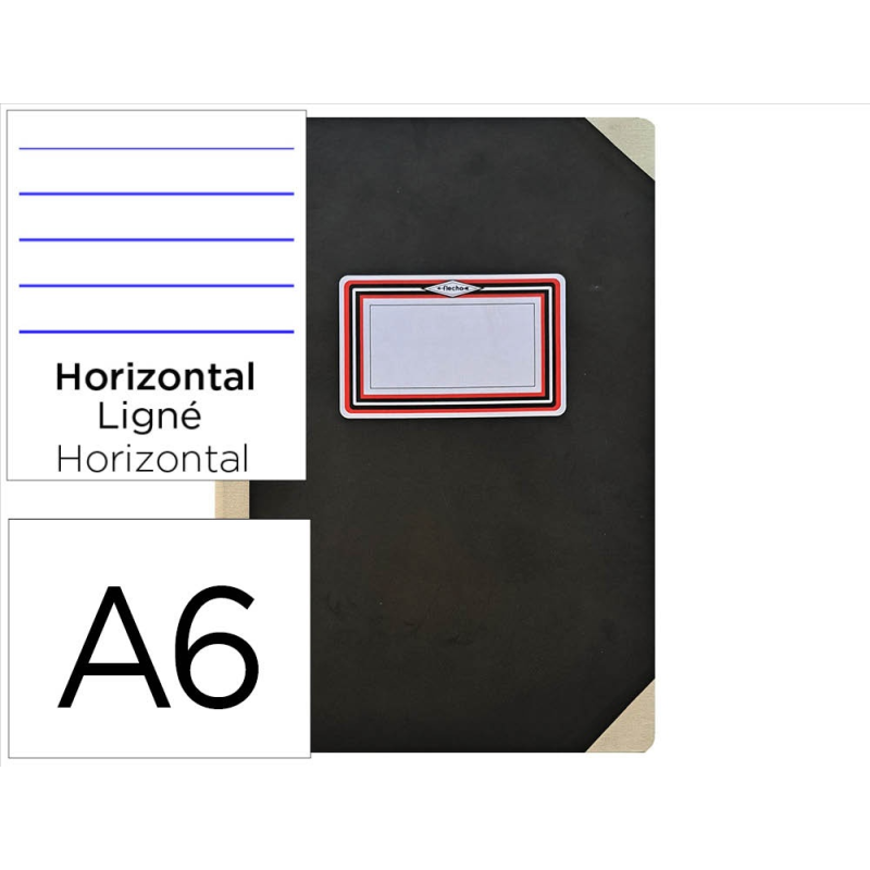 Libro cartone cosido fernandes flecha din a6+ rayado horizontal 100 hojas 100 gr negro