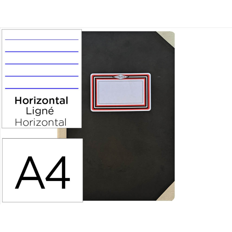 Libro cartone cosido fernandes flecha din a4+ rayado horizontal 200 hojas 100 gr negro