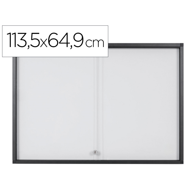 Vitrina de anuncios bi-office 10 a4 magnetica para interior slim antracita 1135x39x649 mm