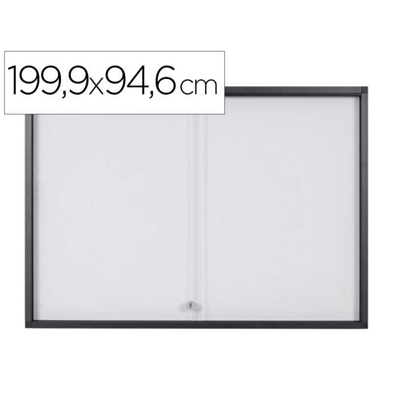 Vitrina de anuncios bi-office 27 a4 magnetica para interior slim antracita 1999x39x946 mm