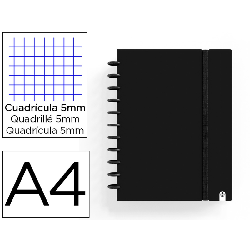 Cuaderno carchivo ingeniox foam a4 80h cuadricula negro