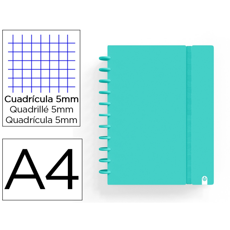 Cuaderno carchivo ingeniox foam a4 80h cuadricula menta pastel