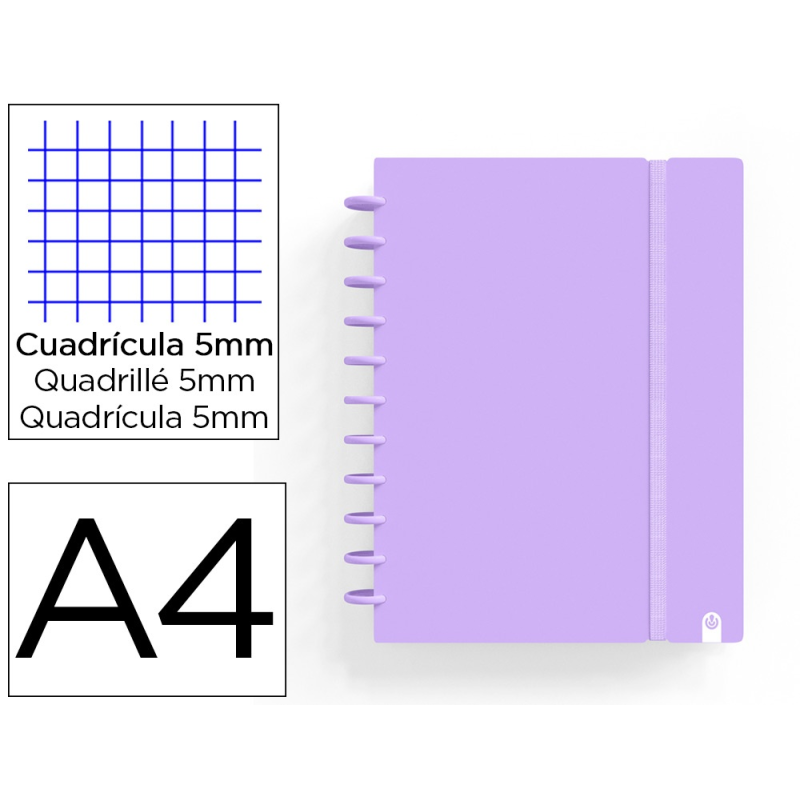 Cuaderno carchivo ingeniox foam a4 80h cuadricula malva pastel